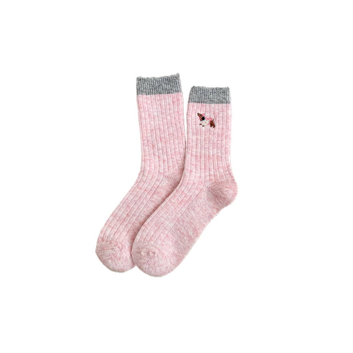 Womens Thick Wool Korean Slouchy Dog Socks_Cwms03287