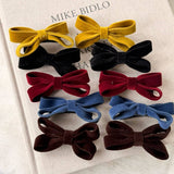 Velvet Bow Hair Clip Sweet Side Bang Pin_Cwaha07815