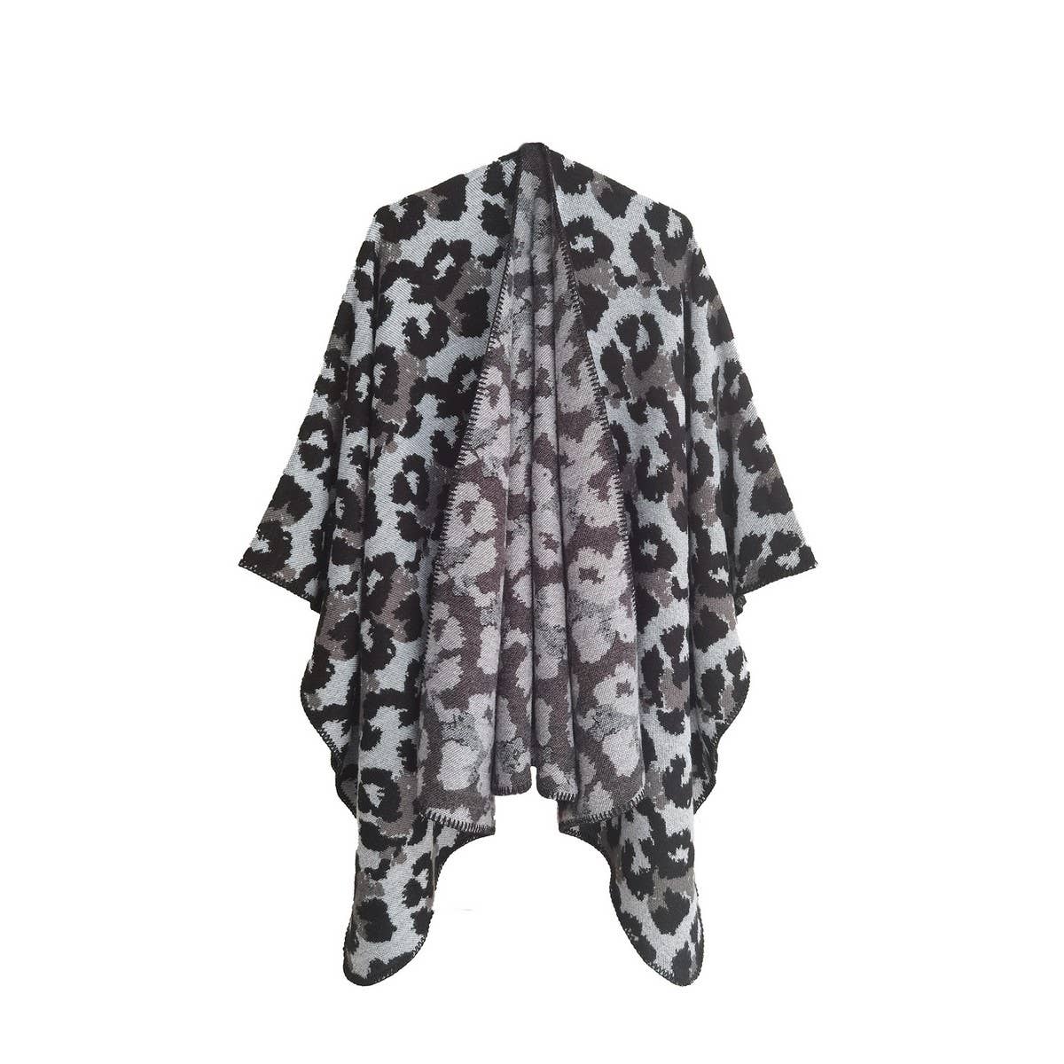 Vintage Grain Pattern Split Cloak Shawl