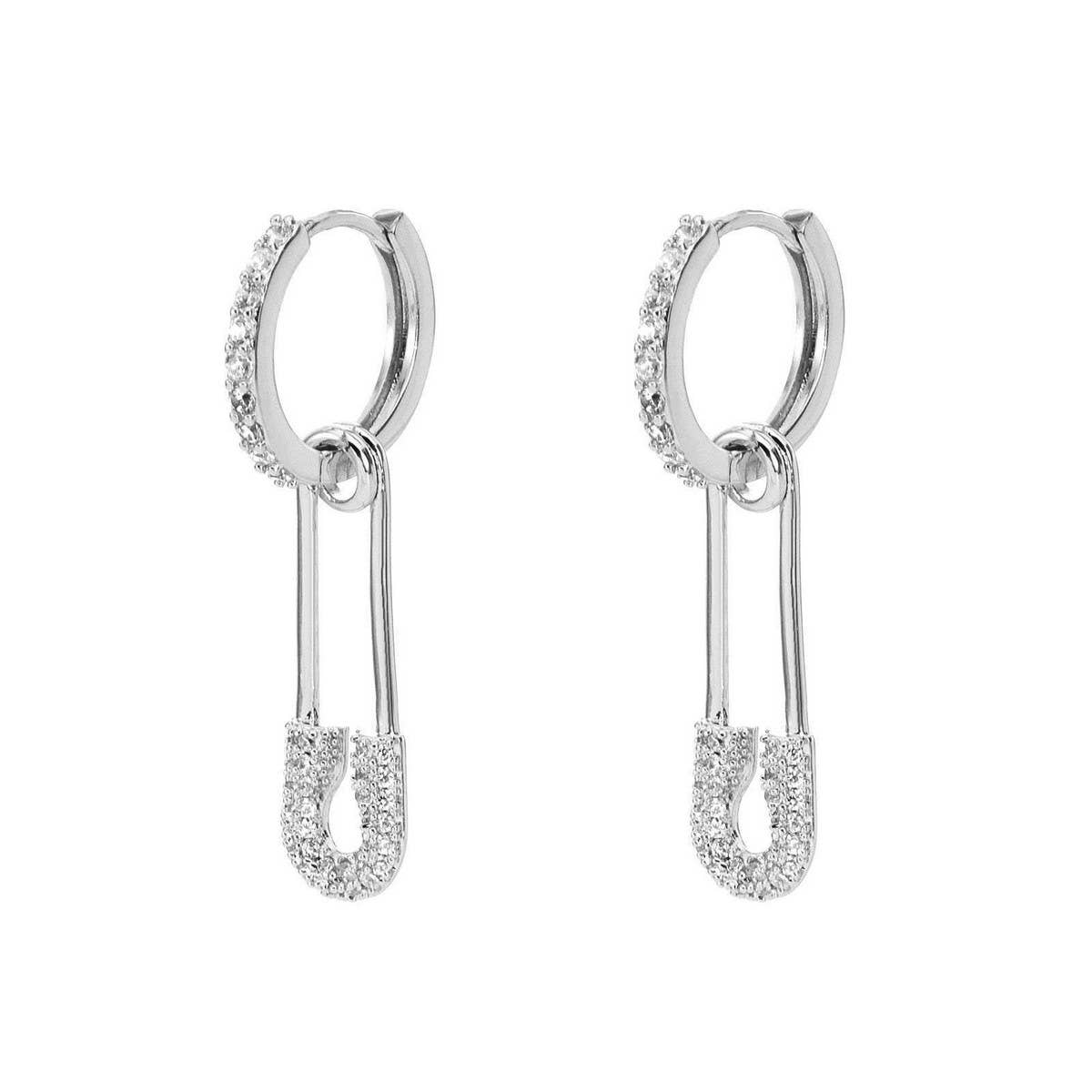 FASHIONABLE DESIGN PAPERCLIP ZIRCONIA EARRINGS_CWAJE5131