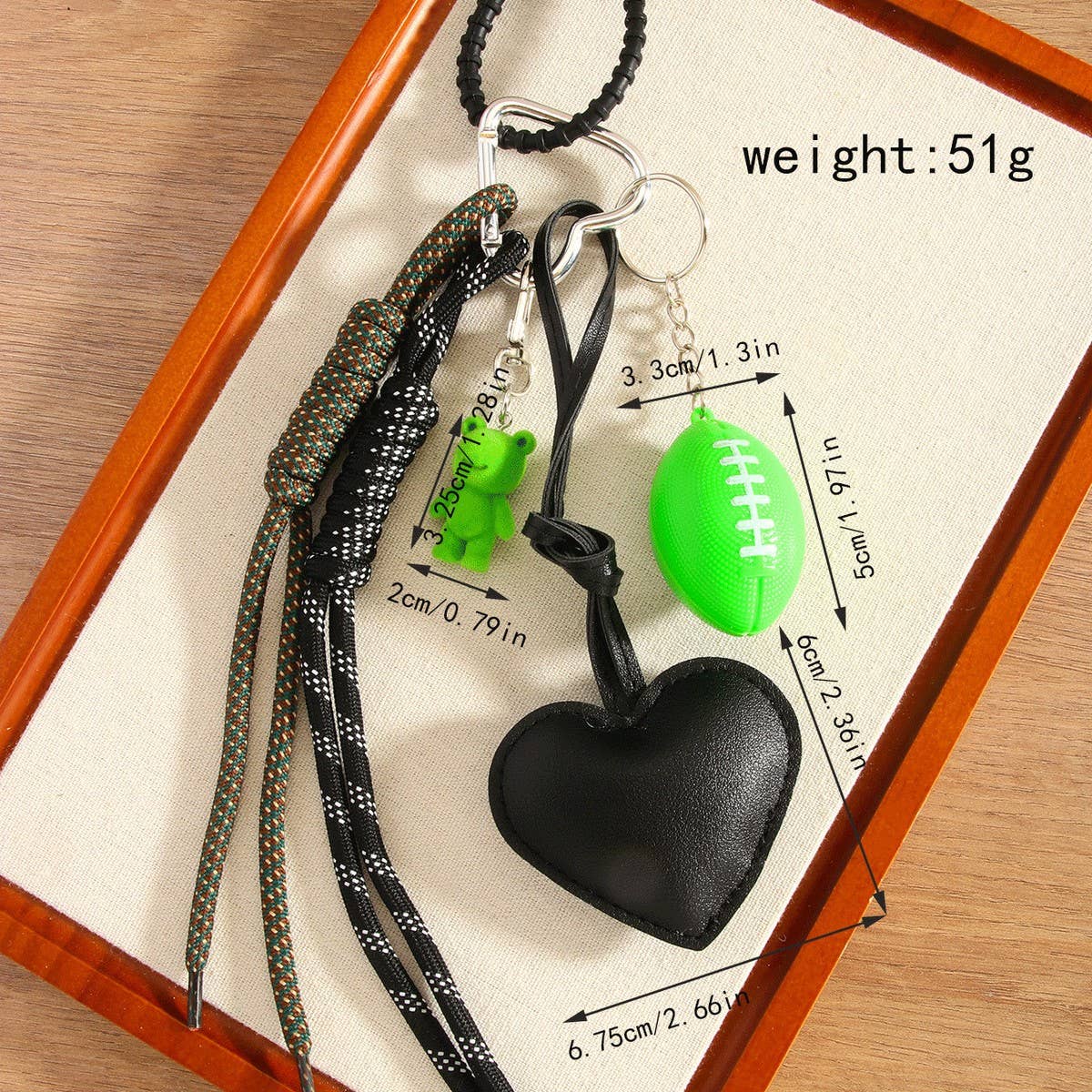 BLACK PU HEART FROG MINI FOOTBALL KEYCHAIN_CWMM7759