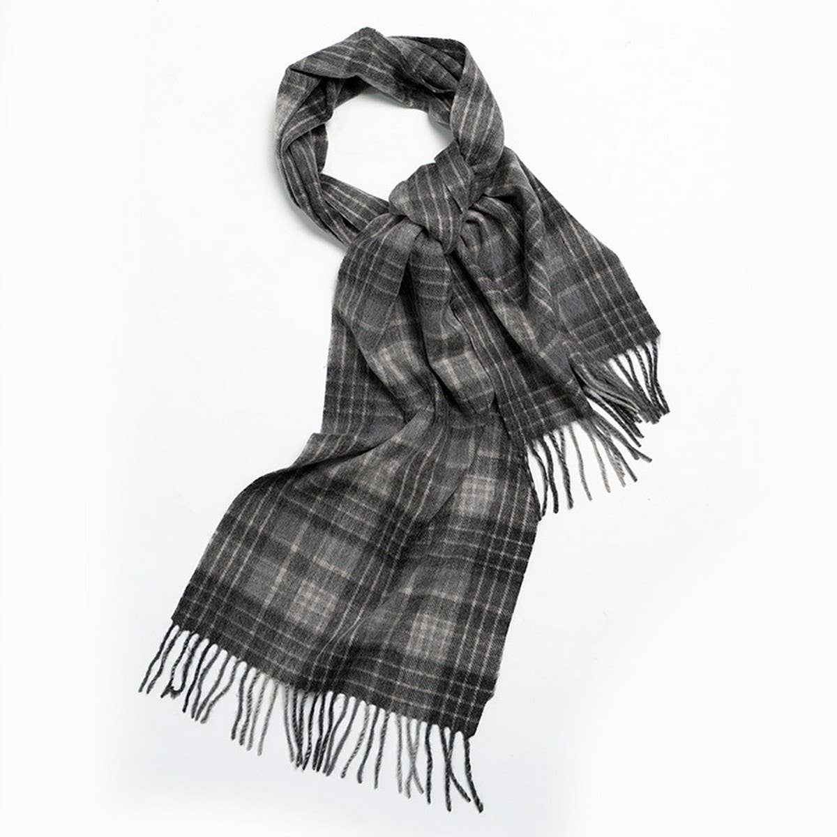 NORDIC PLAID WOOL SCARF WARM WINTER COUPLE WRAP_CWASC2357