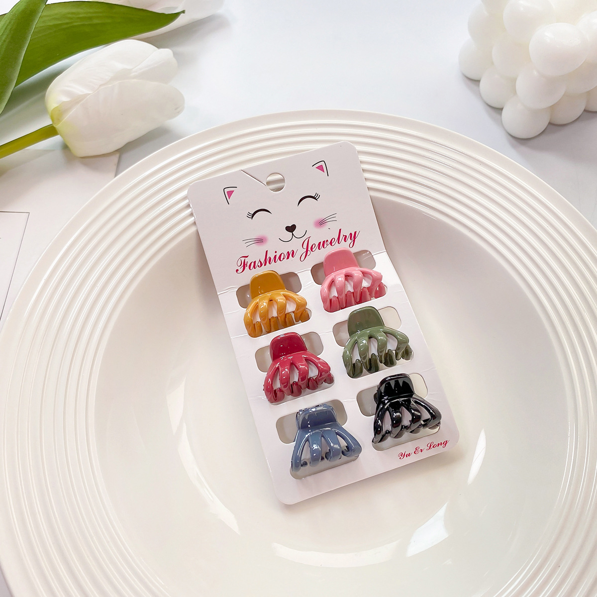 6PCS CANDY COLOR MINI HAIR CLAWS CUTE BANG CLIPS_CWAHA0727