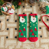 SANTA CLAUS FUZZY CHRISTMAS SOCKS GIFTS FOR WOMEN_CWMS0766