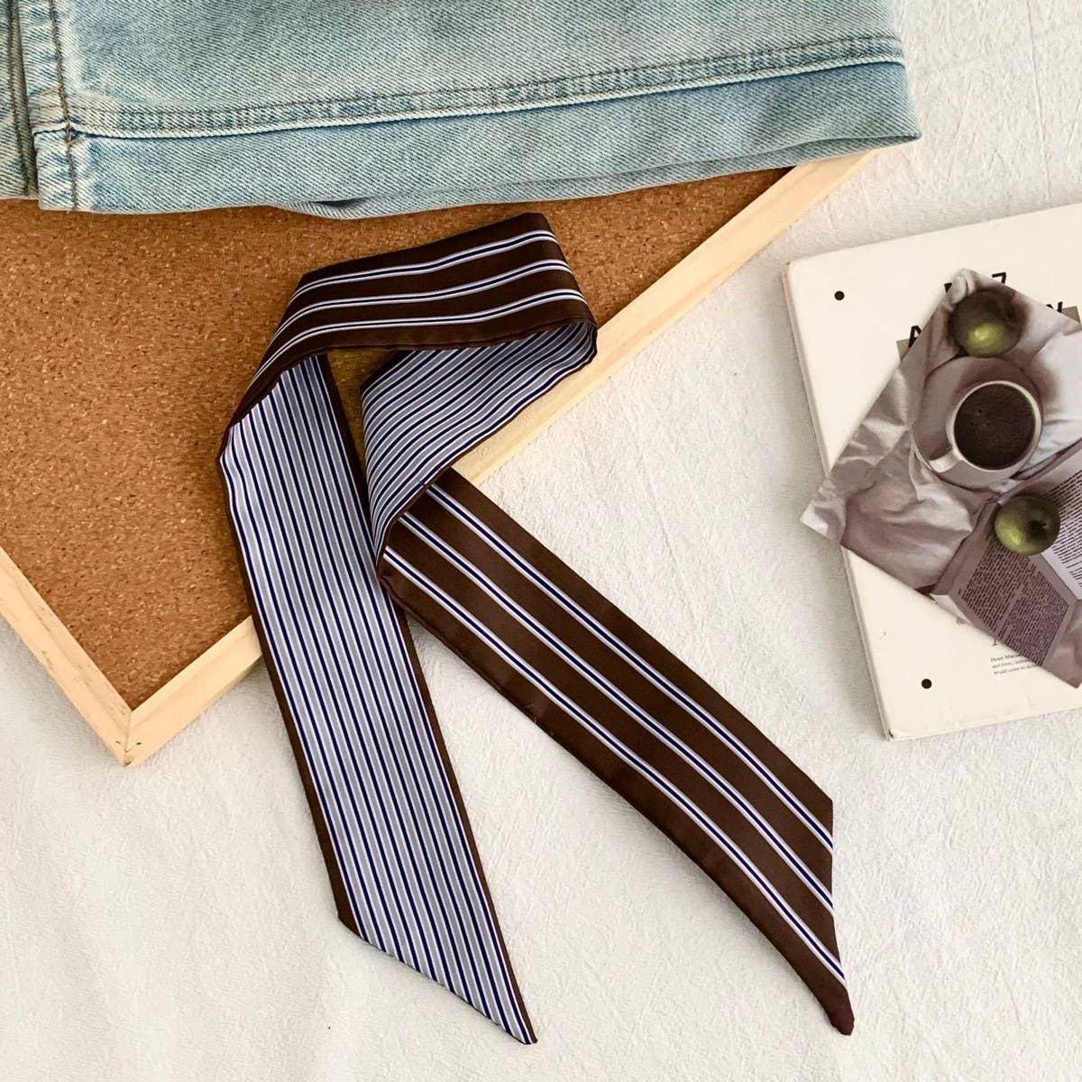 Trendy Striped Scarf Hair Wrap Bag Tie_Cwasc02986