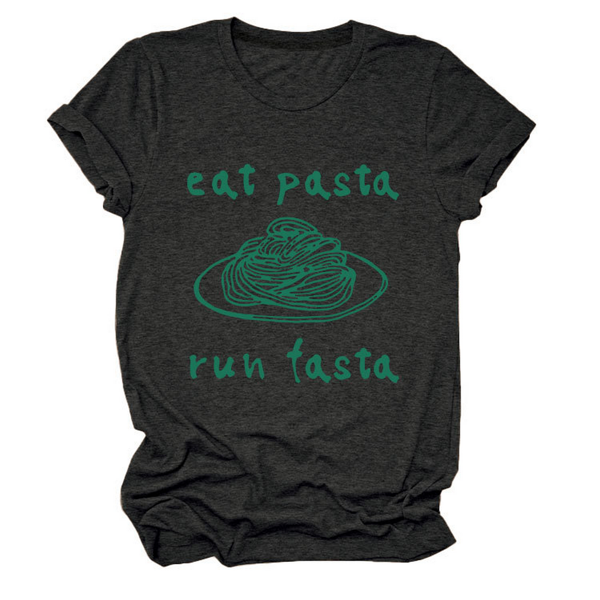 Trendy Womens Short Sleeve Tee Eat Pasta Run