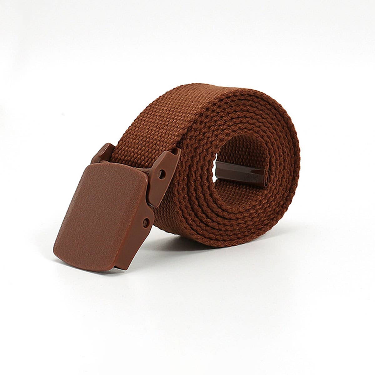 SOLID COLOR WOVEN CANVAS BELT WITH PLASTIC BUCKLE_CWABE0675