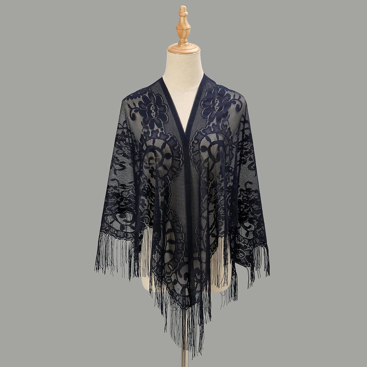 Hollow Out Tassel Shawl Elegant Triangle Wrap_Cwmm1996