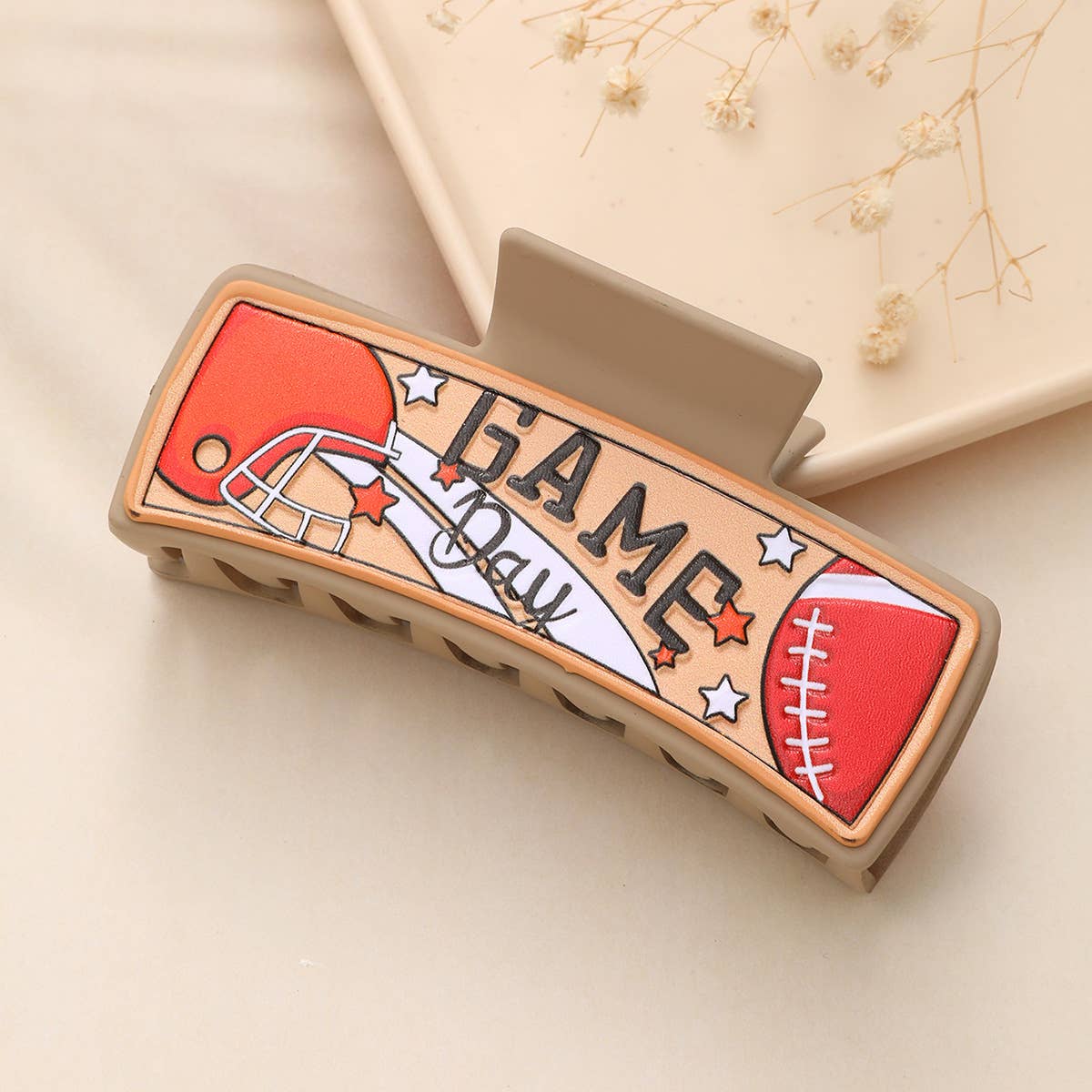 Football Letters Pu Leather Hair Clip Accessories_Cwasc1614