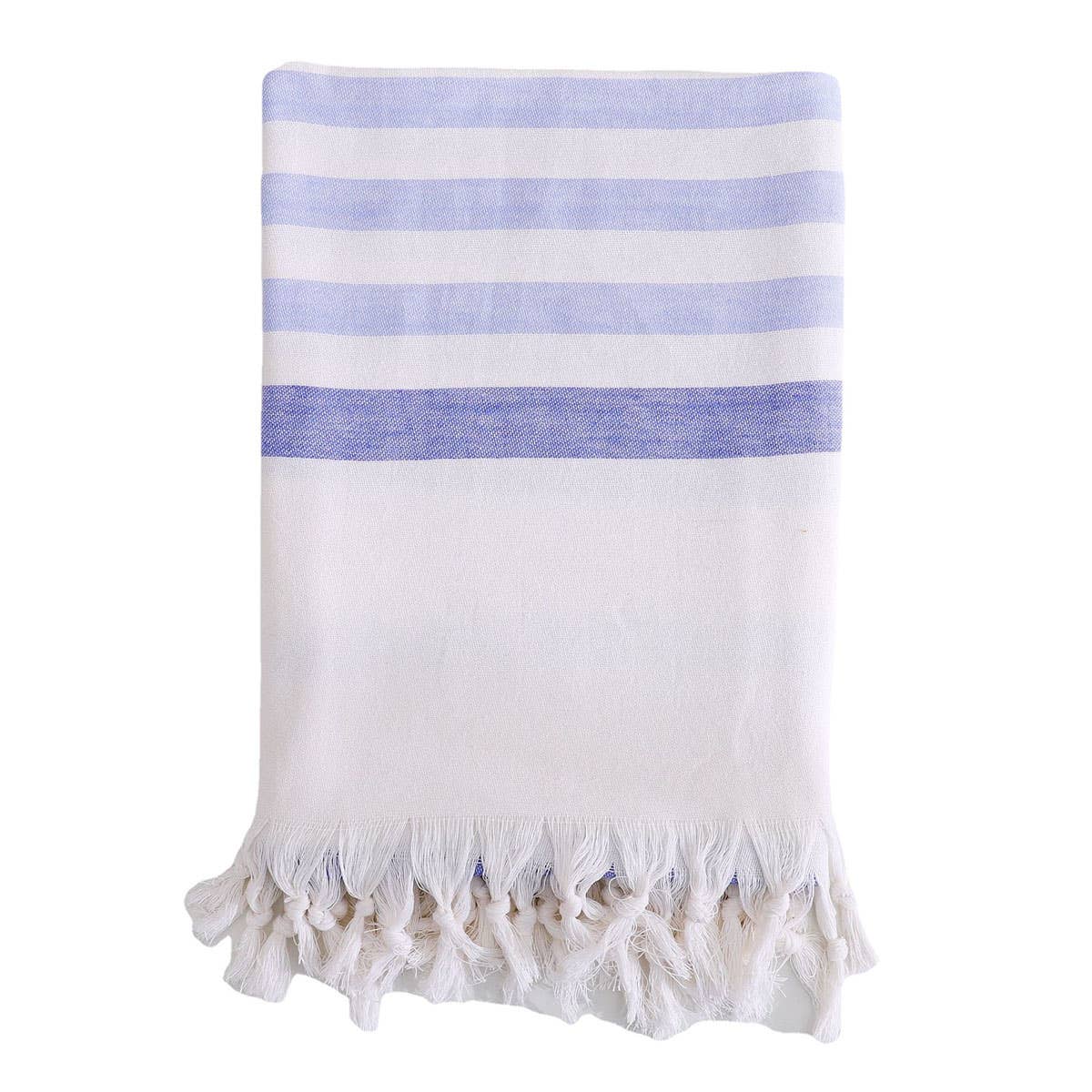 LIGHTWEIGHT COTTON STRIPED BEACH TOWEL WITH TASSELS_CWMM7601
