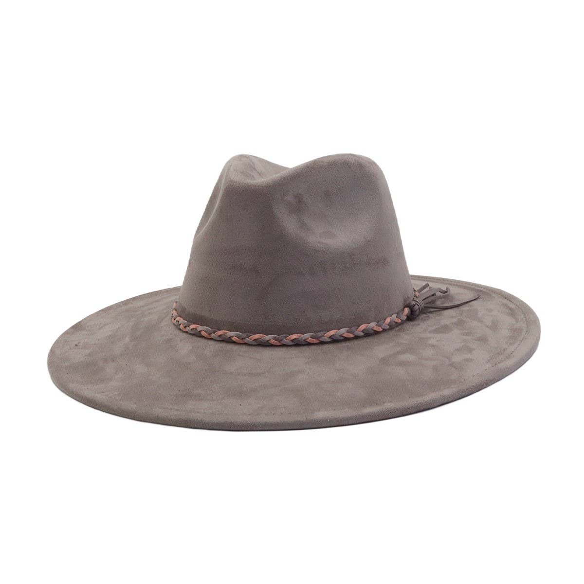 Unisex Suede Wide Brim Fedora Hat Couple Style_Cwah04448