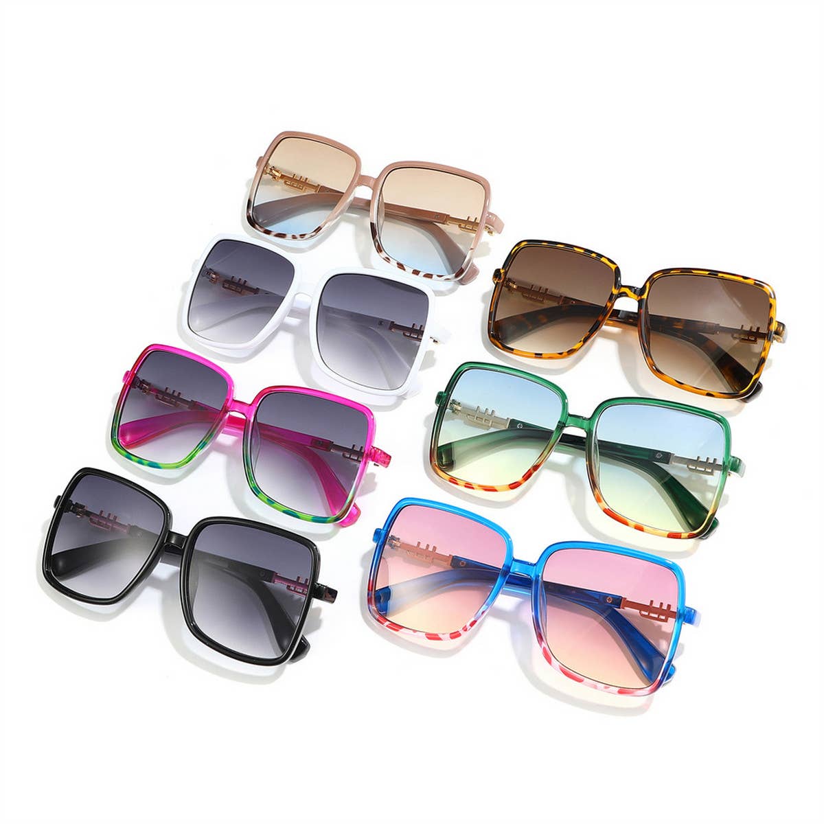 LARGE SQUARE FRAME MULTI COLOR COLORFUL SUNGLASSES_CWASG0424