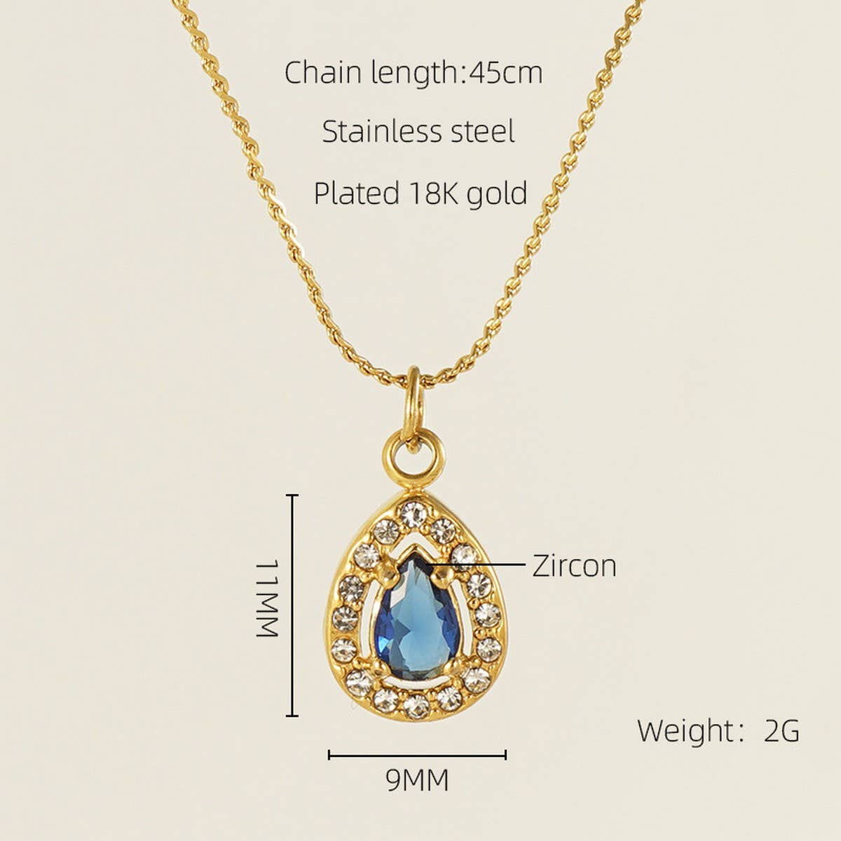 STAINLESS STEEL ZIRCON HEART PENDANT NECKLACE_CWAJE0682