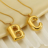 BALLOON STYLE 18K GOLD LETTER PENDANT NECKLACE_CWAJE0691