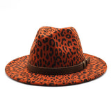 LEOPARD PRINT HAT JAZZ HAT WOOLEN HAT WIDE BRIM HAT_CWAH2582