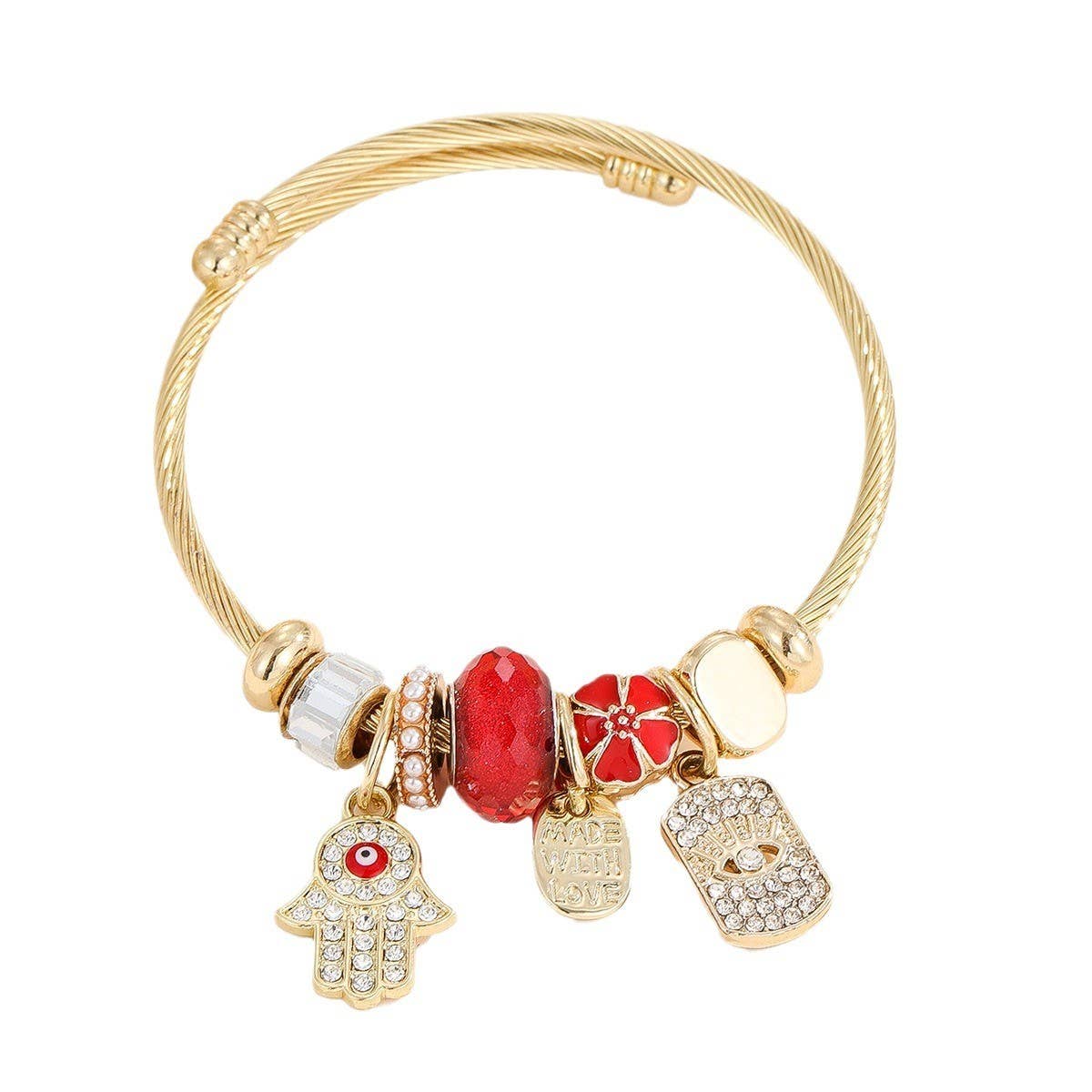 GOLD STAINLESS STEEL DIY HEART CHARM BRACELET_CWMM8503