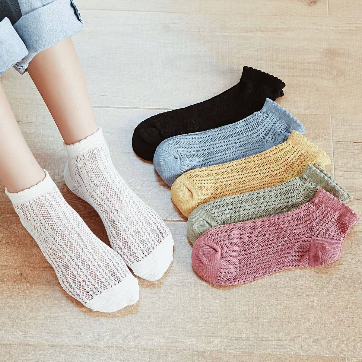 Women'S Solid Color Mesh Breathable Socks_Cwms2041