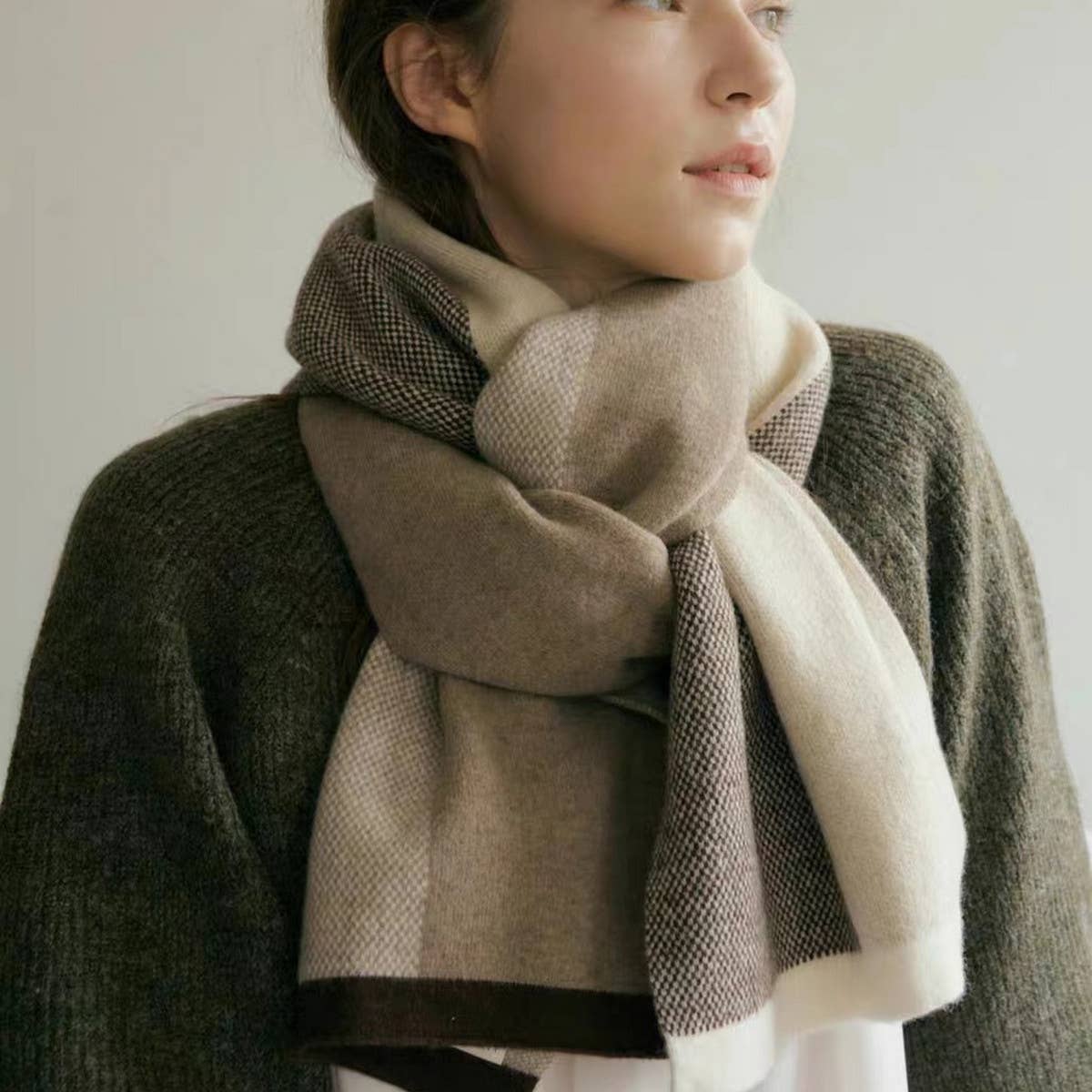 KNIT SCARF UNISEX ELEGANT WARM FALL WINTER WRAP_CWASC0330