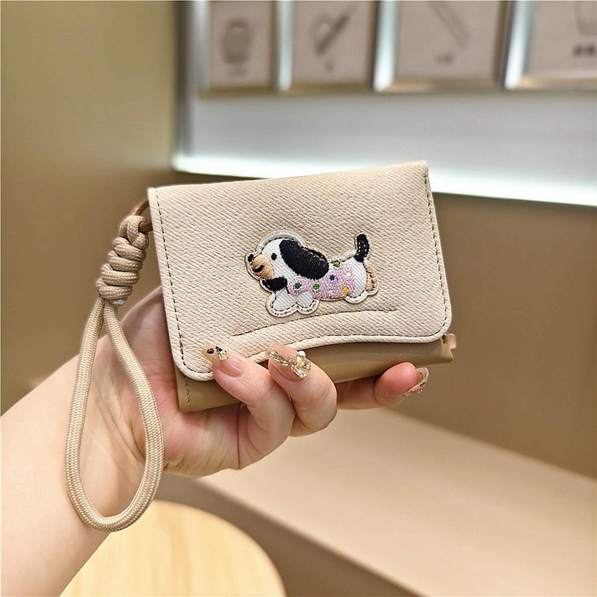Kawaii Patchwork Mini Trifold Wallet For Girls_Cwab06224