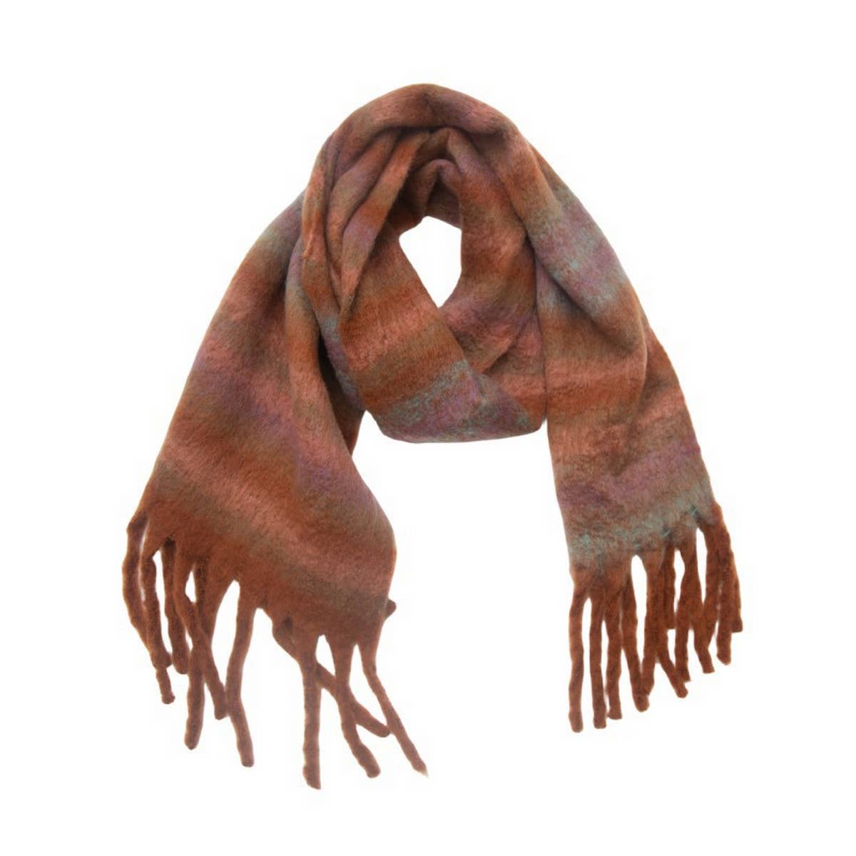 ROUND YARN TASSEL PLAID SCARF SHAWL FALL WINTER_CWASC1278