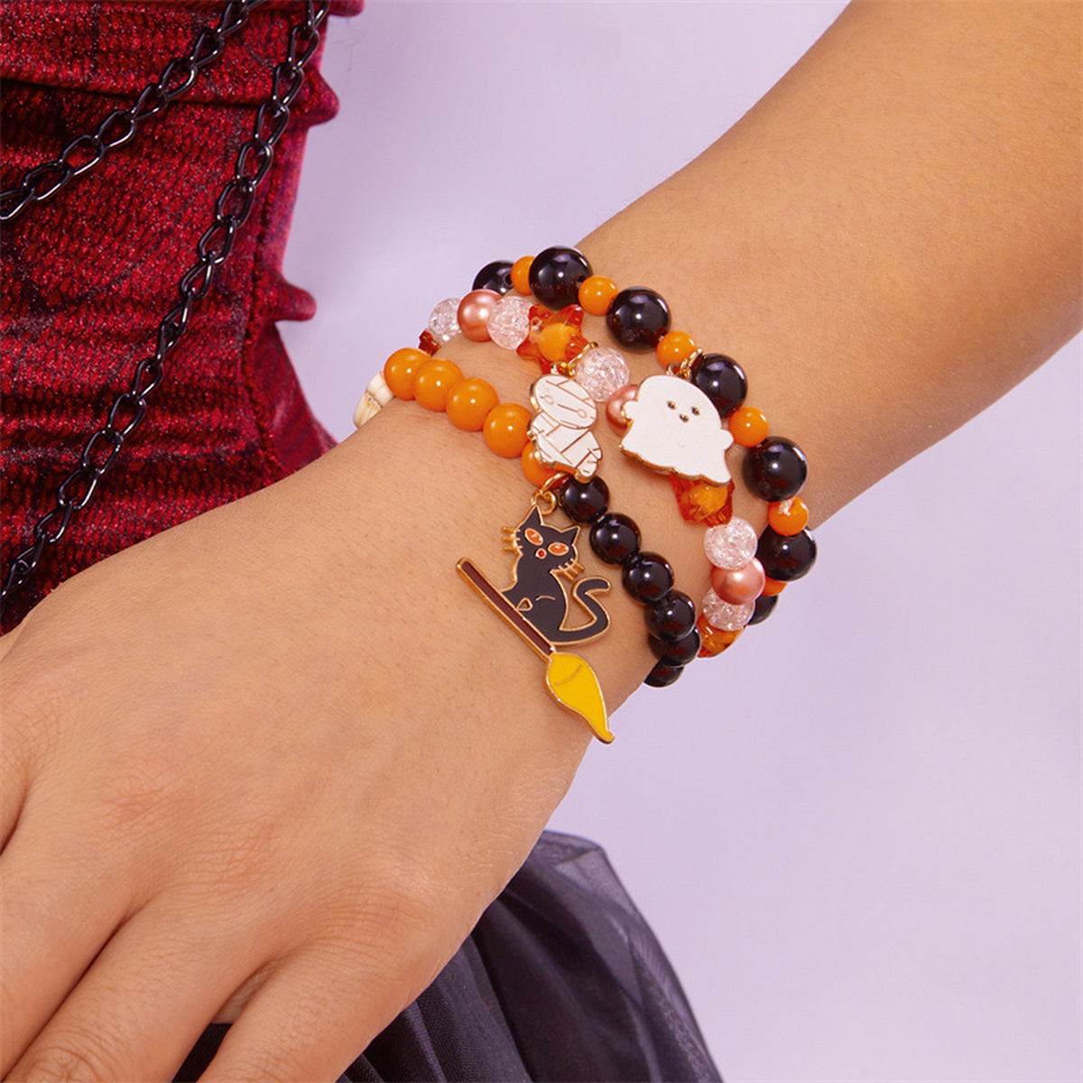 Christmas Beaded Stretch Bracelet Set Women_Cwaje05639