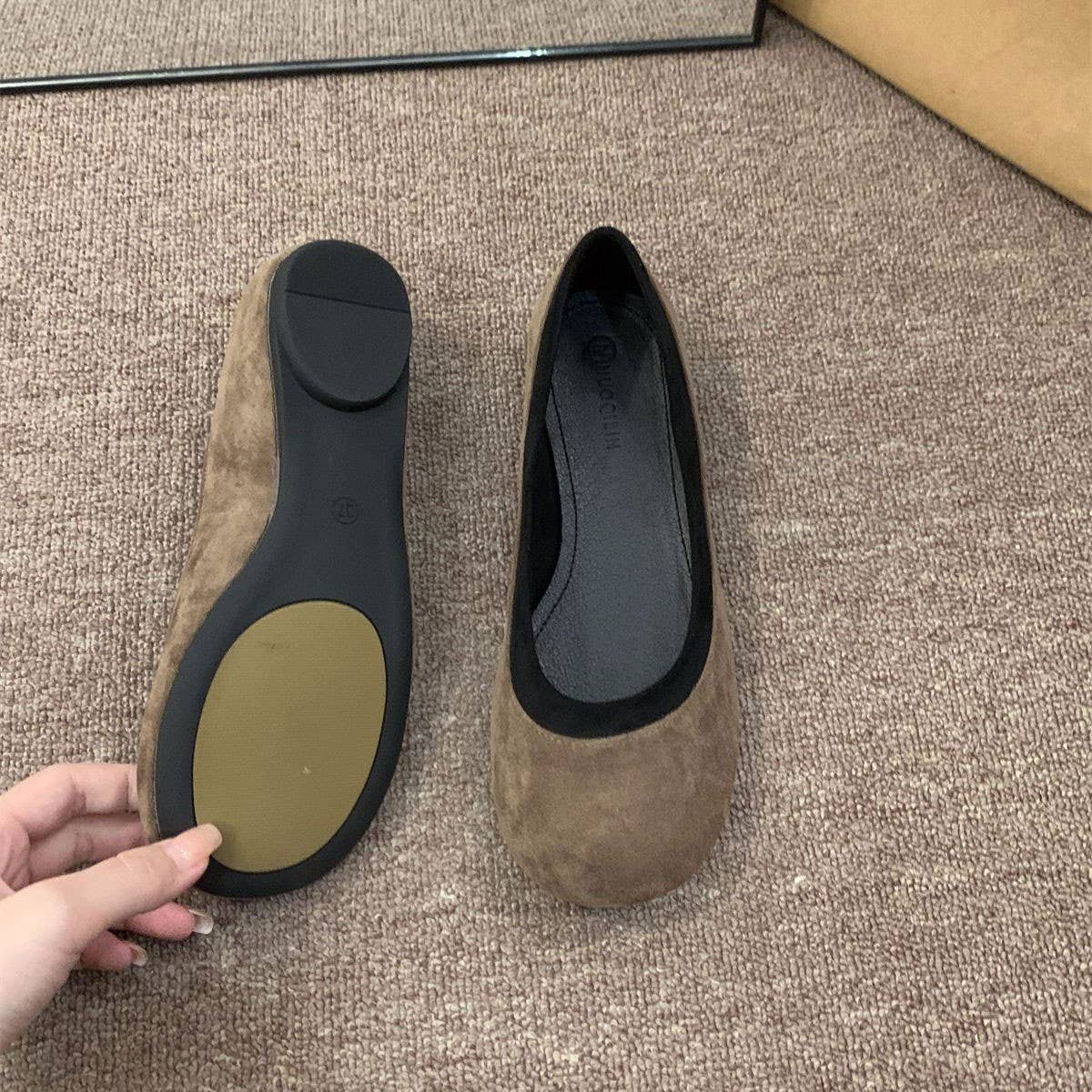 BLACK SUEDE ROUND TOE LOAFERS FOR DAILY WEAR_CWSHF0166