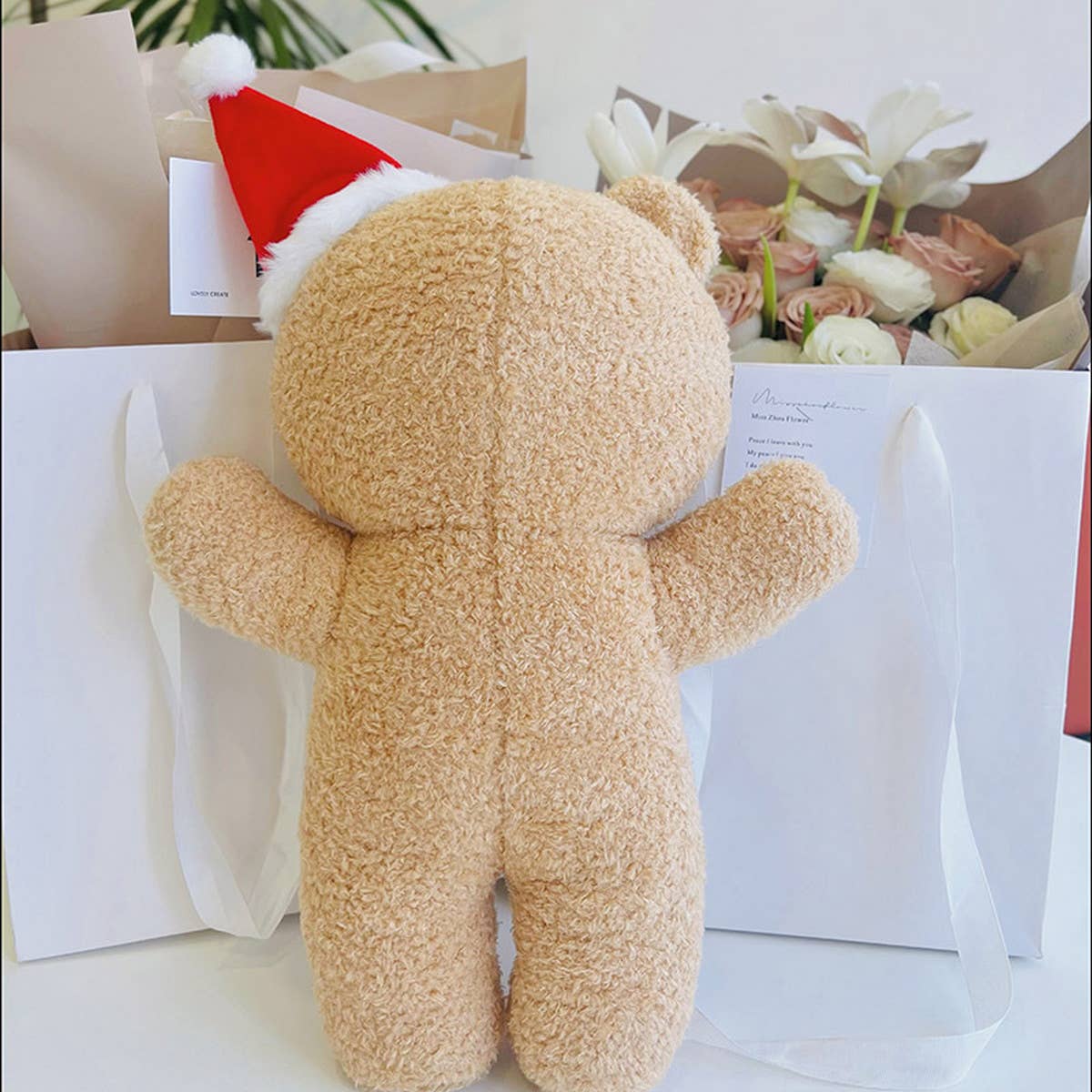 CUTE BEAR DOLL PILLOW WITH SANTA HAT_CWMM1446
