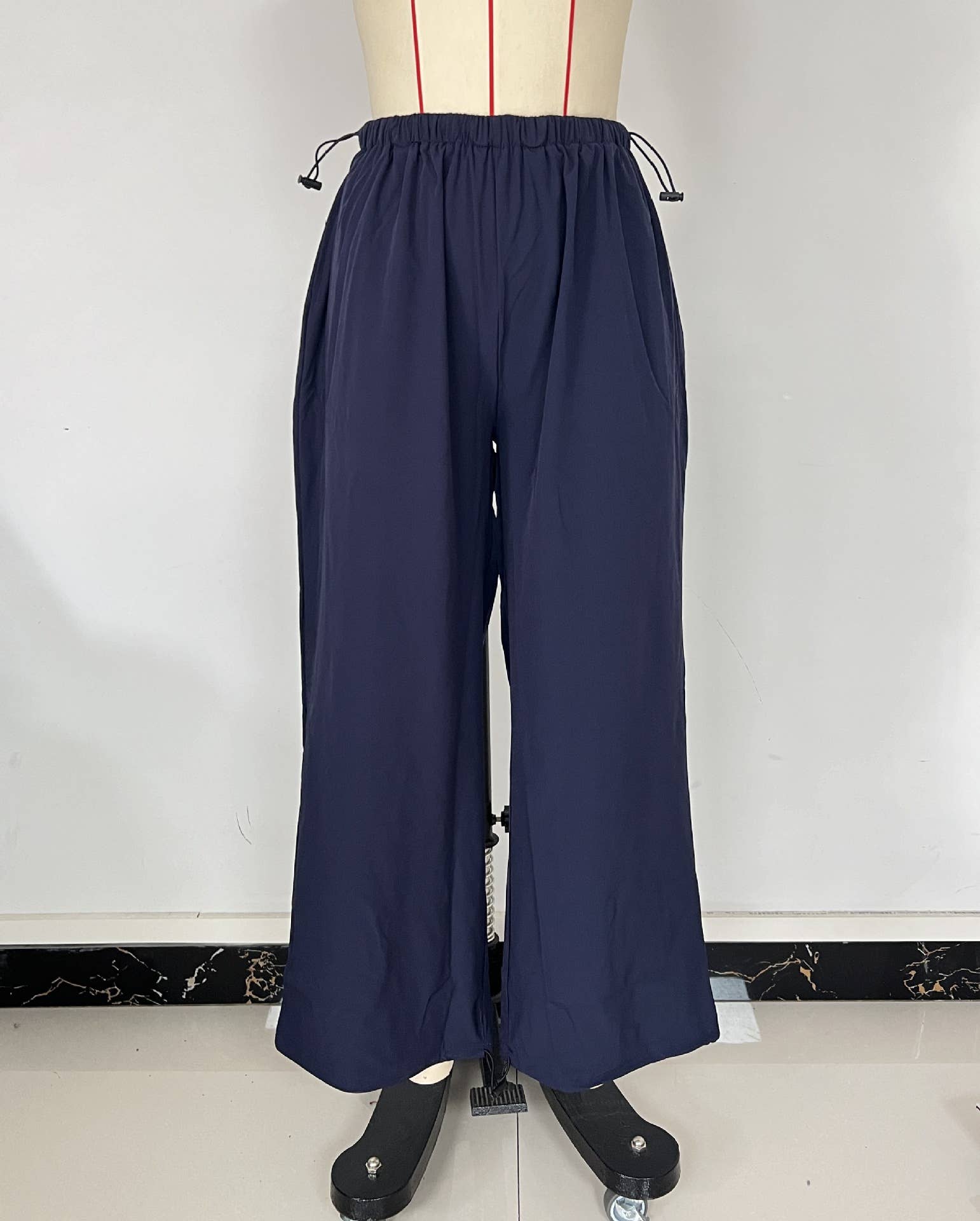 Stretched-Waist Wide-Leg Sportswear Pants