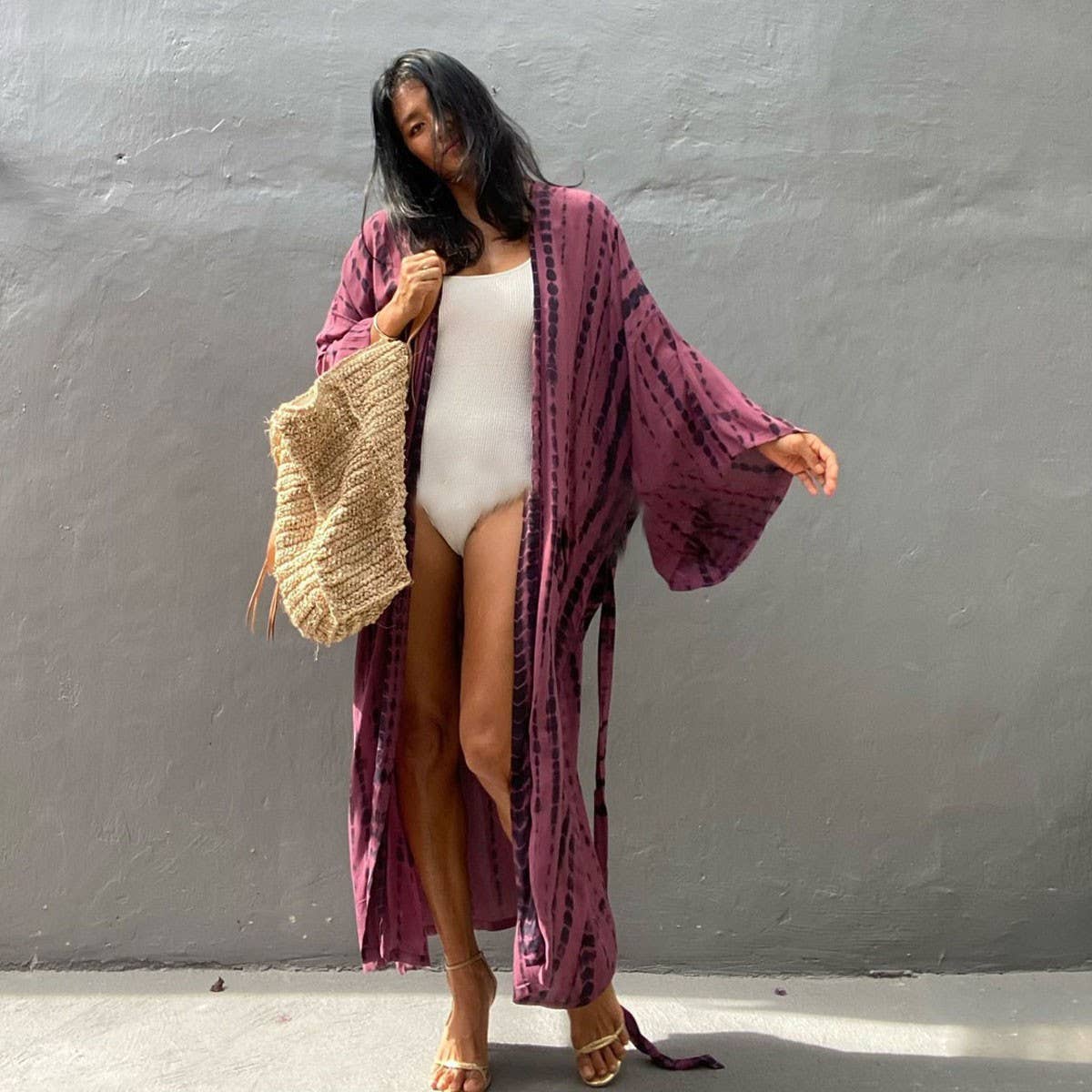 Tie-Dye Beach Cover-Up Cardigan Bikini Sunscreen_Cwmm6299