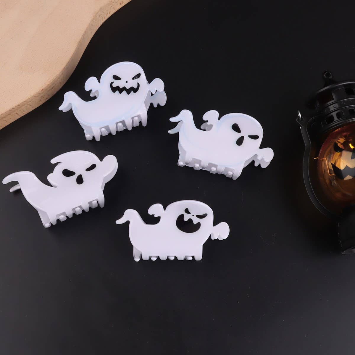 PUMPKINS GHOSTS HAUNTED HOUSE HALLOWEEN HAIR CLAW CLIPS