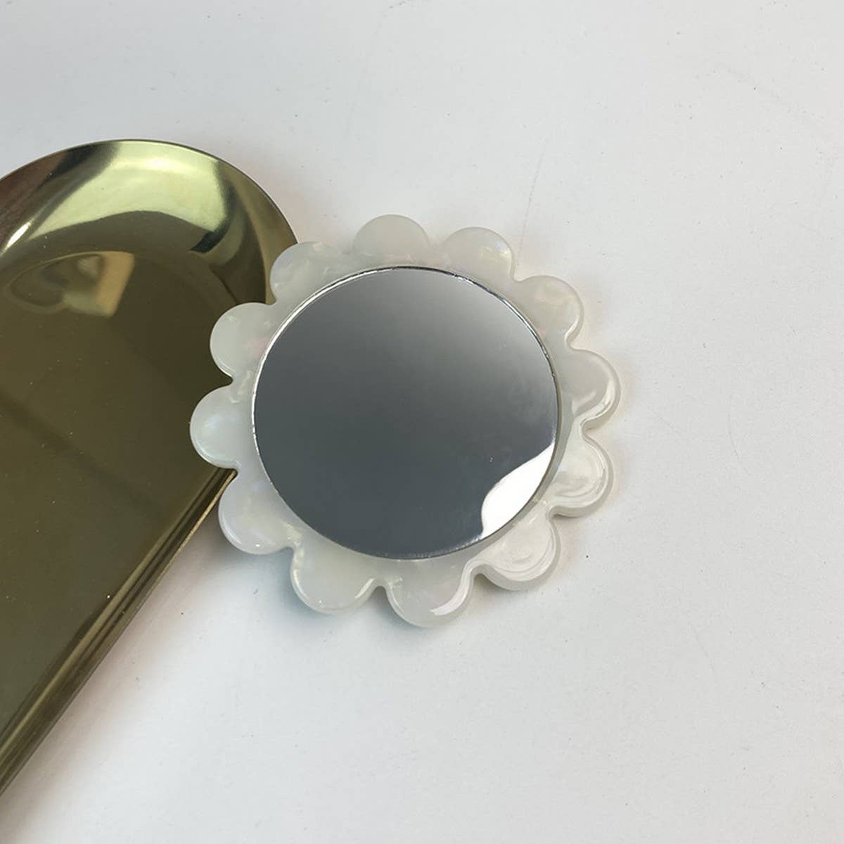 FLORAL HANDHELD ROUND MIRROR PORTABLE MAKEUP MIRROR_CWMM6390