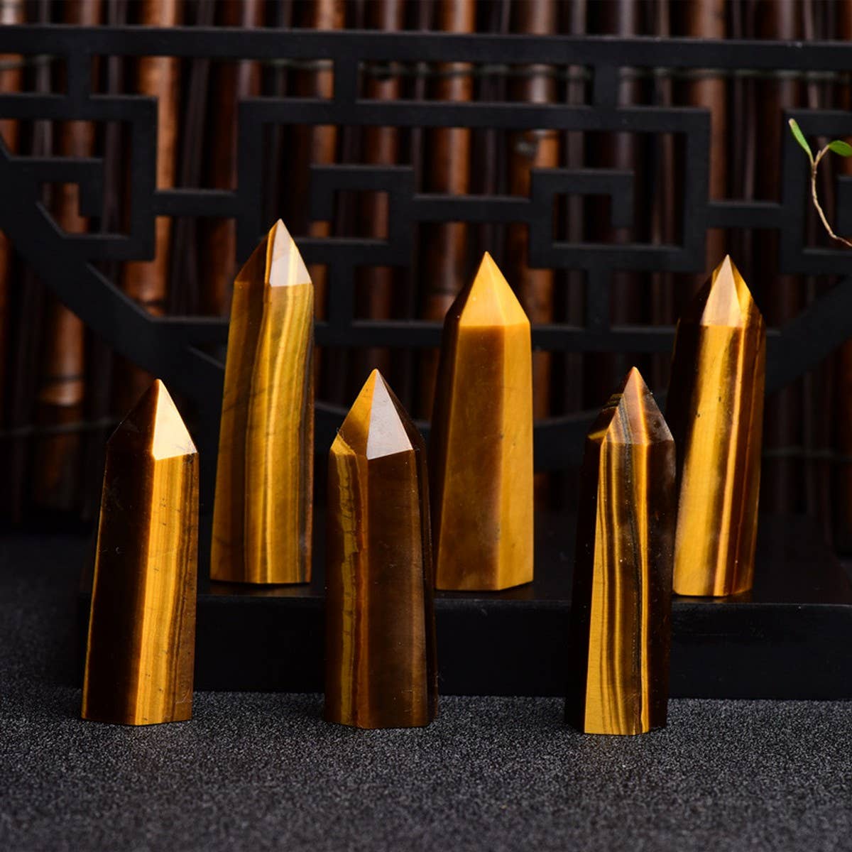 Tiger Eye Crystal Point Hex Tower_Cwmm8121