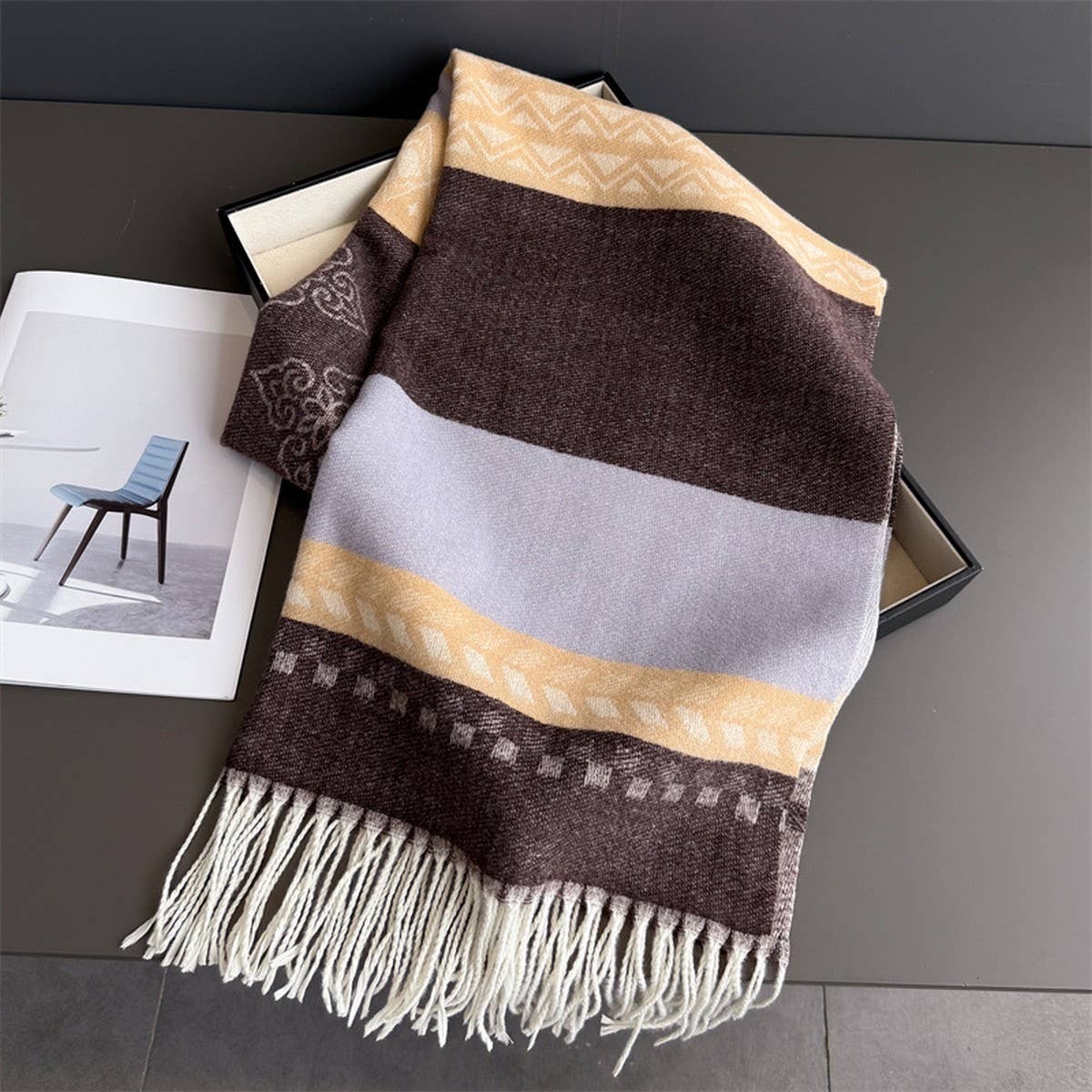 Winter Plaid Colorblock Tassel Scarf Wrap Unisex_Cwasc03273