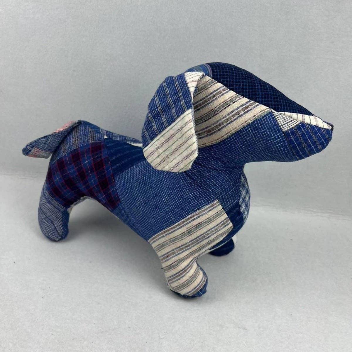 HANDCRAFTED INDIGO PATCHWORK FABRIC ANIMAL DOLL_CWMM6041