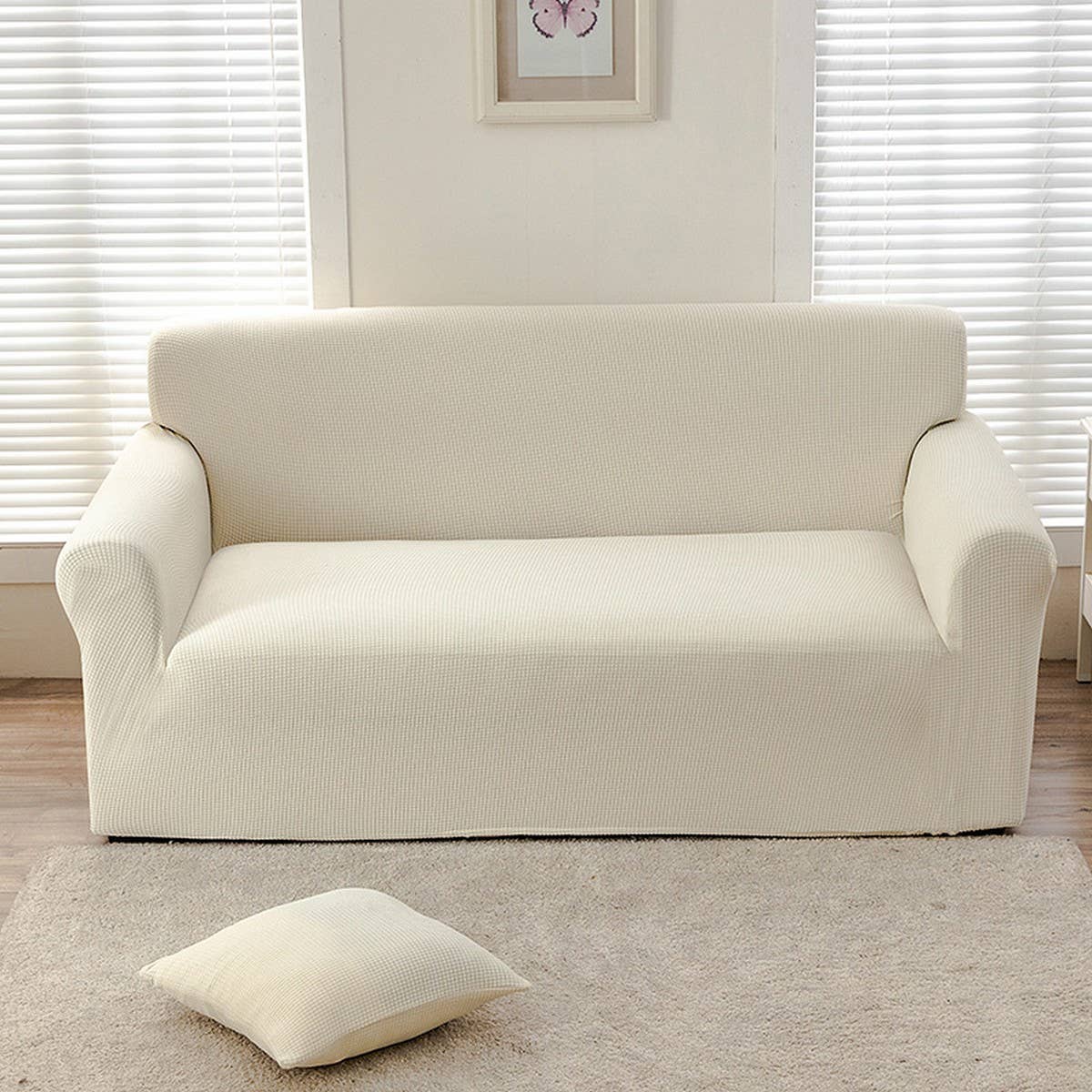 Waterproof Waffle Plush Sofa Cover, Full Wrap_Cwmm8307