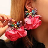 HANDMADE STARFISH FLORAL RHINESTONE EARRINGS_CWMM6177