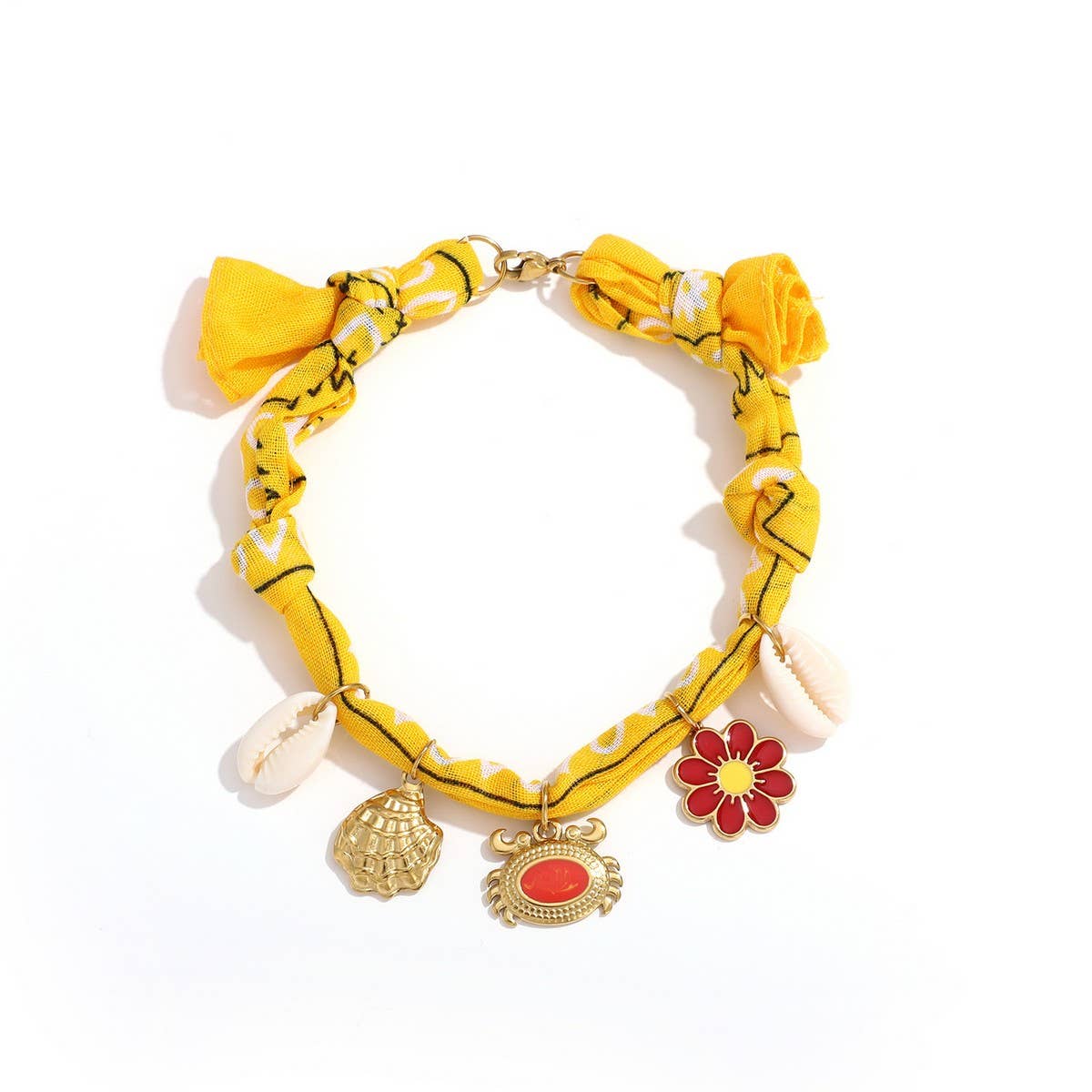 HANDMADE SILK THREAD ANKLET WITH STEEL CHARMS_CWAJE4611