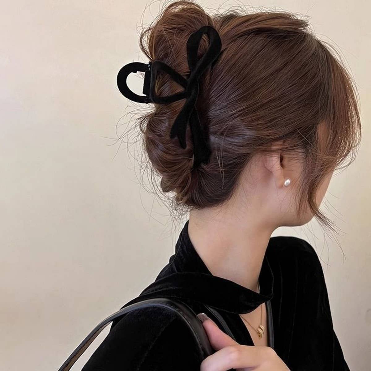 Velvet Bow Hair Clip Red Claw For Elegant Updos_Cwaha07311