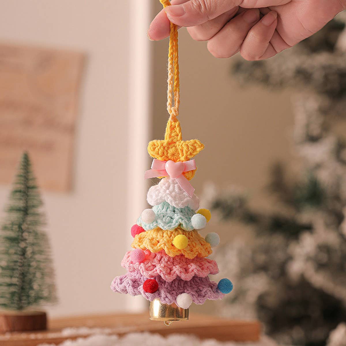 Plush Christmas Ornament Knitted Tree Hanging_Cuab00751
