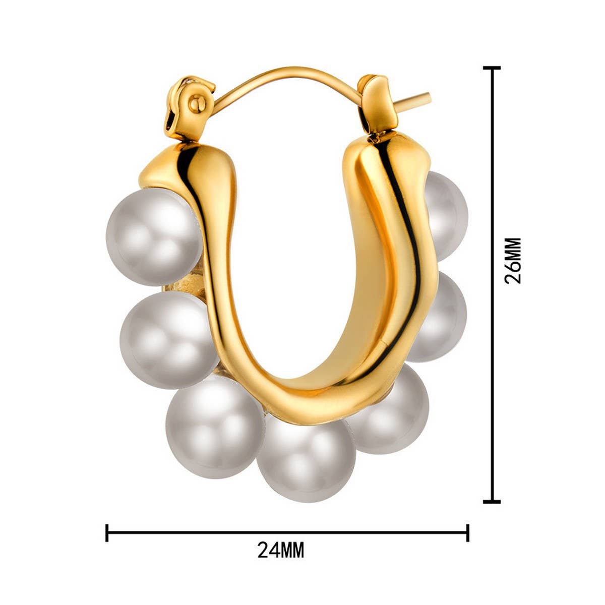 18K GOLD PEARL HUGGIE HOOP EARRINGS_CWAJE0573