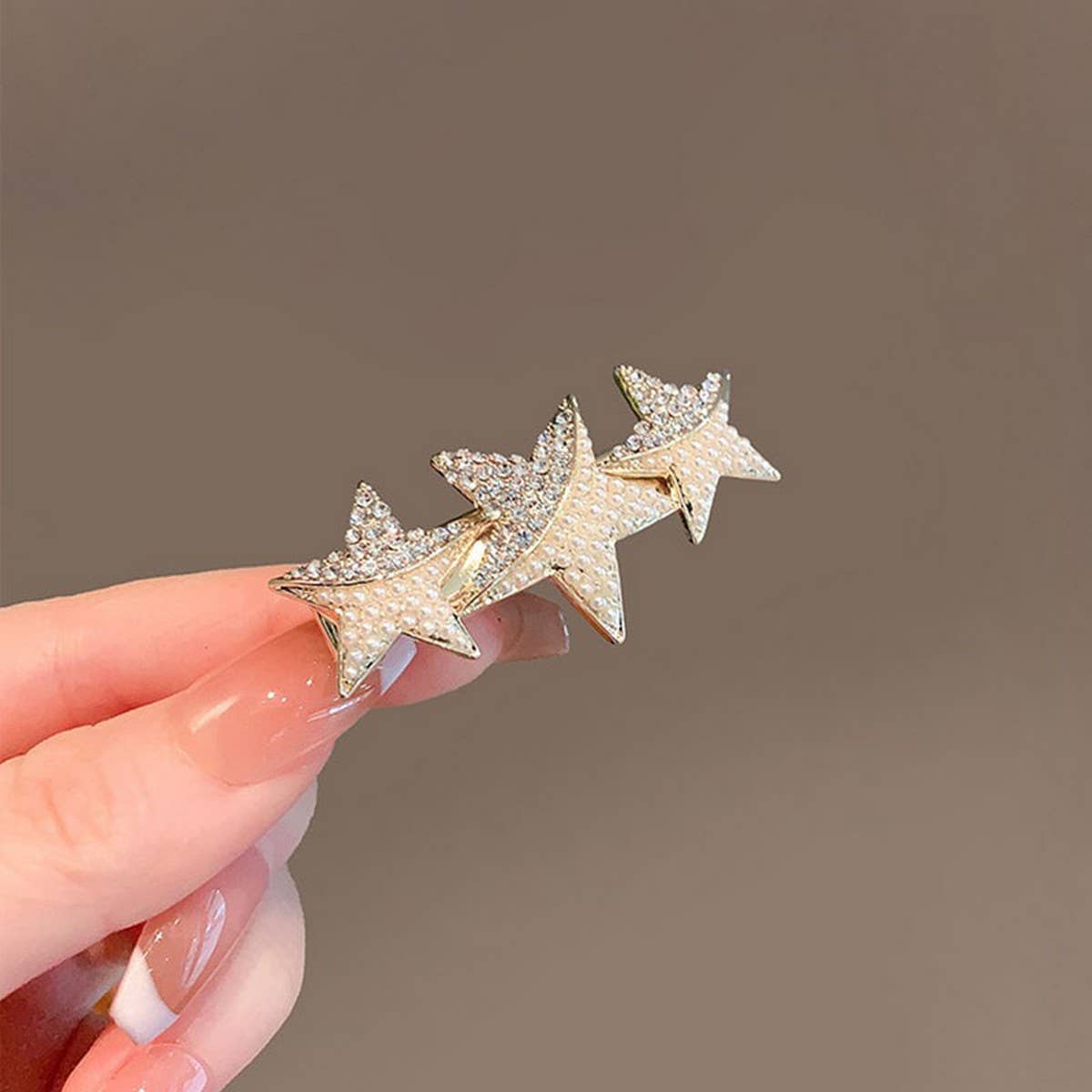 STARFISH FIVE POINTED STAR PEARL DUCKBILL HAIRPIN_CWAHA4660