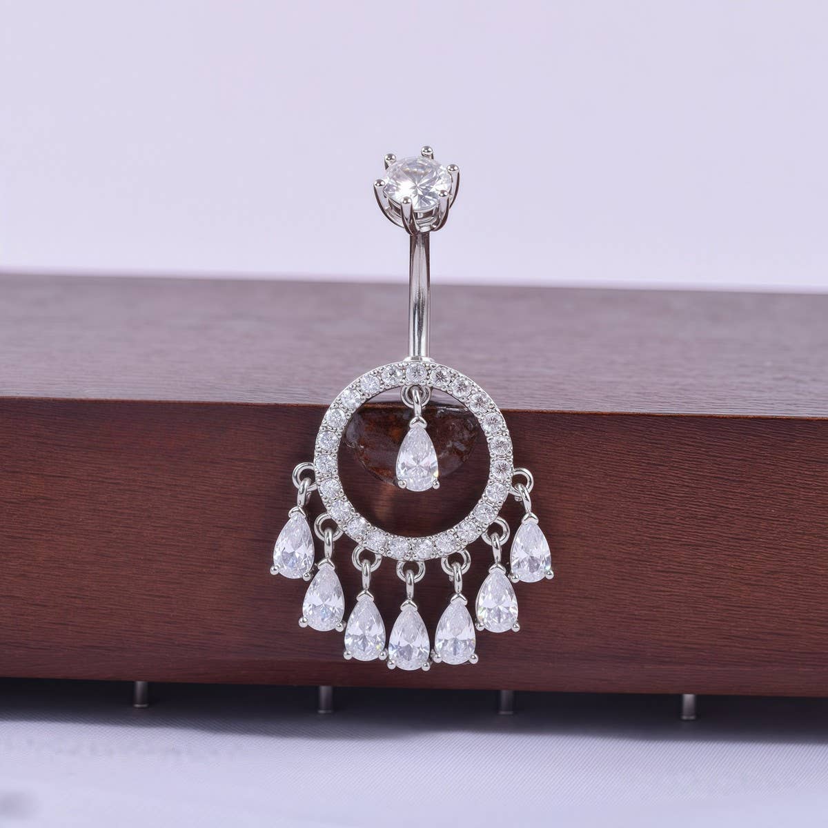 TEARDROP TASSEL NAVEL RING LUXURY PIERCING_CWMM9369