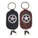 FIVE POINTED STAR DOUBLE LAYER COWHIDE KEYCHAIN_CWMM5025
