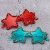 FRAMELESS HAND PAINTED DIAMOND STAR SUNGLASSES_FRAMELESS HAN