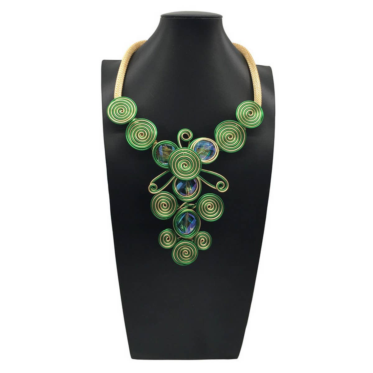 FASHION CRYSTAL ALUMINUM NECKLACE EARRINGS SET_CWMM4965