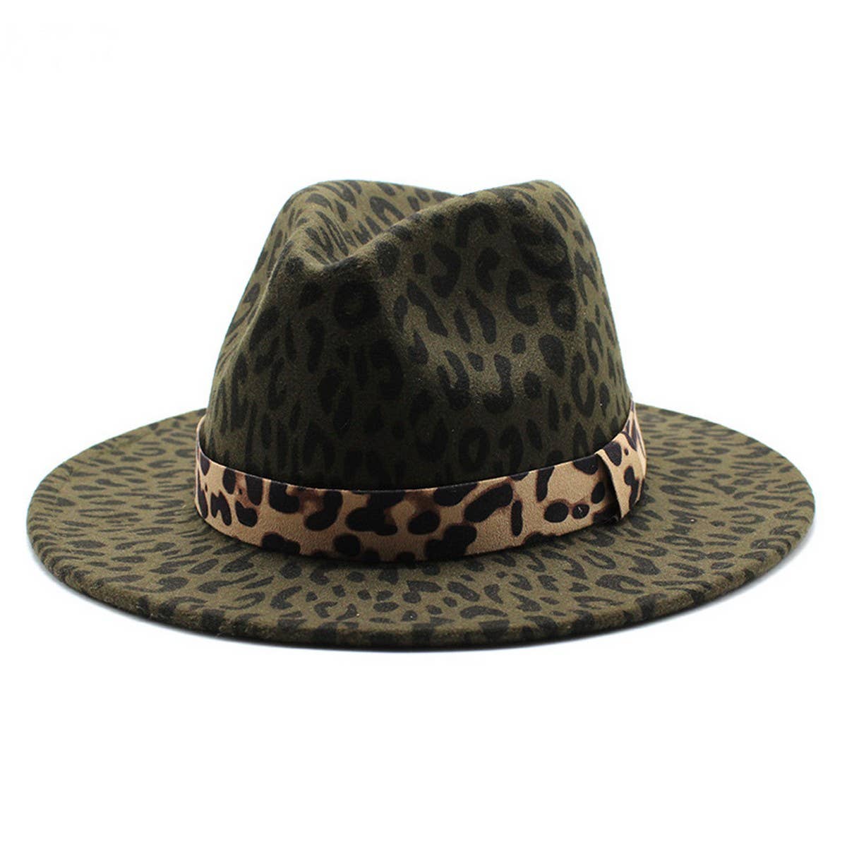 FASHION LEOPARD PRINT WOOLEN HAT JAZZ HAT FELT HAT_CWAH2568