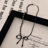 Versatile Sweet And Cool Bowknot Crystal Necklace