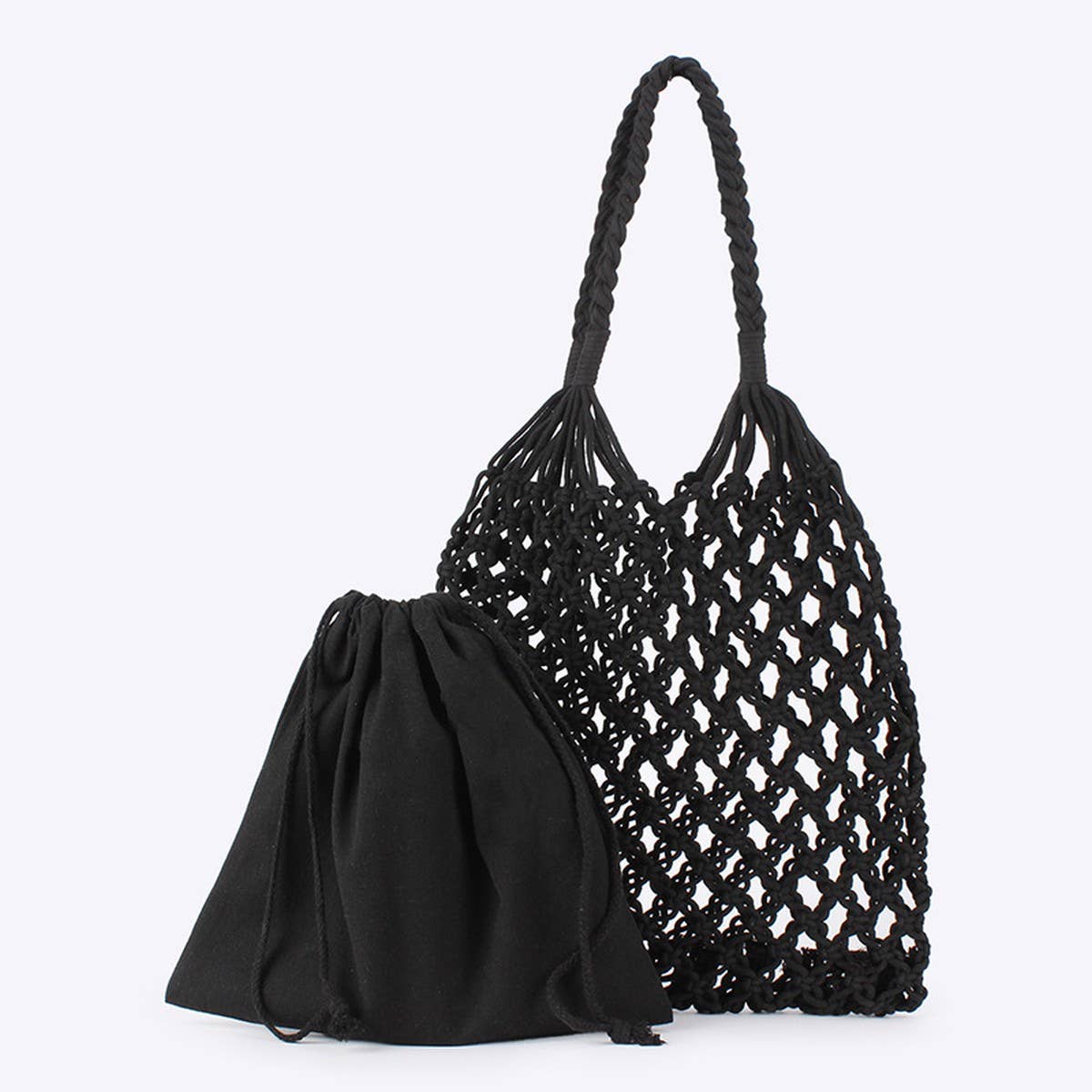 FASHION MESH BEACH BAG HANDMADE WOVEN SHOULDER BAG_CWAB4668