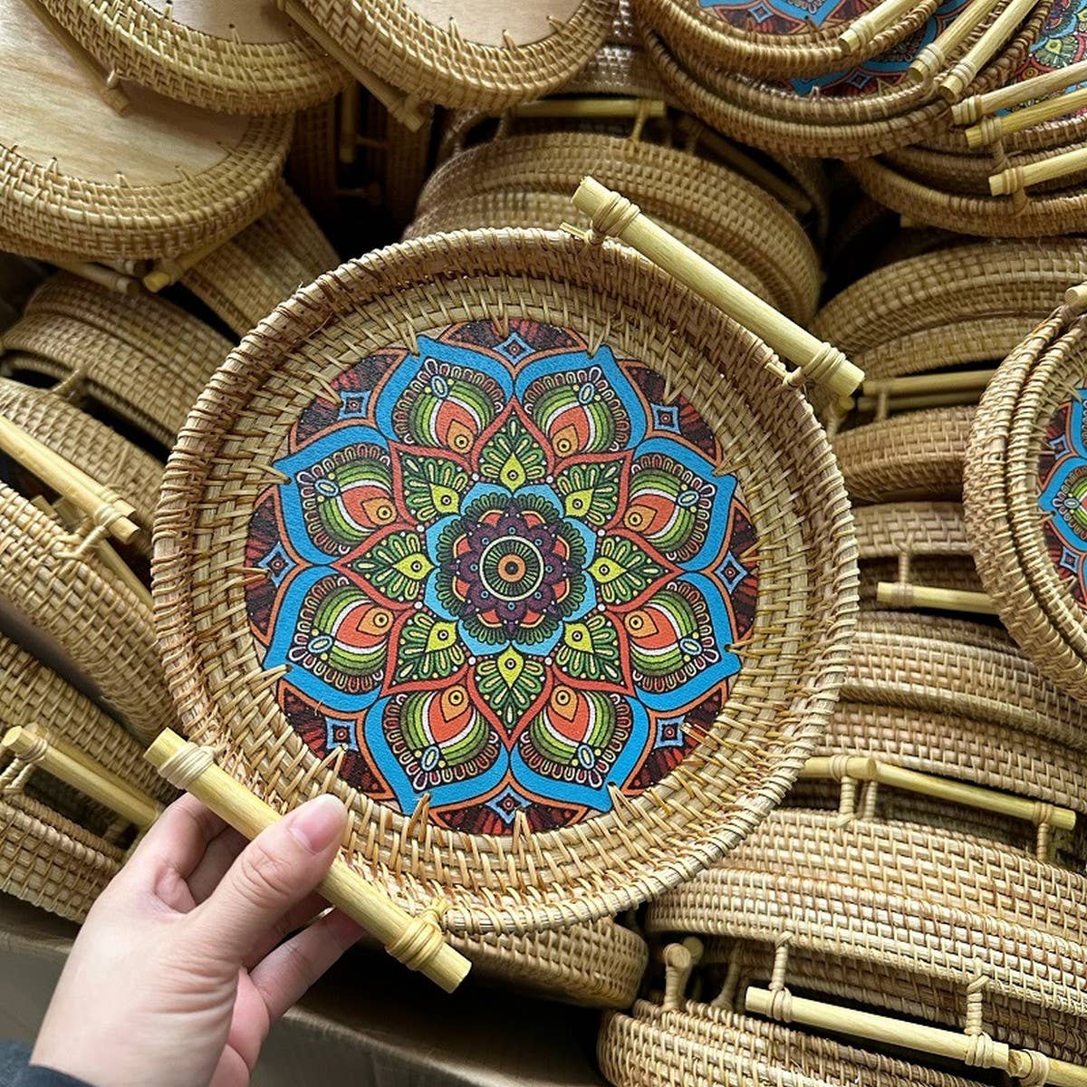 RATTAN WOVEN STORAGE BASKET TRAY THREE PIECE SET_CWMM4535