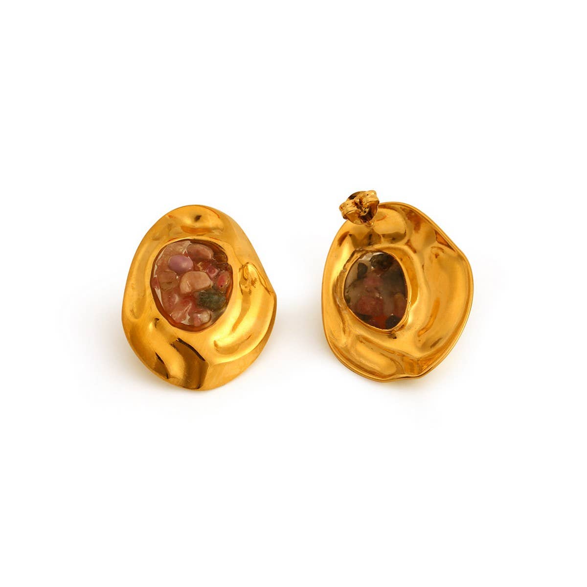 NATURAL STONE STAINLESS STEEL IRREGULAR EARRINGS_CWMM8894